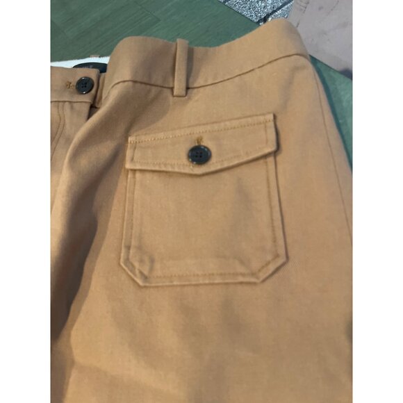J. Crew Womens High-Waisted Wide-Leg Tan Pants W/ Button Pockets Size 12 Cotton - Picture 3 of 8